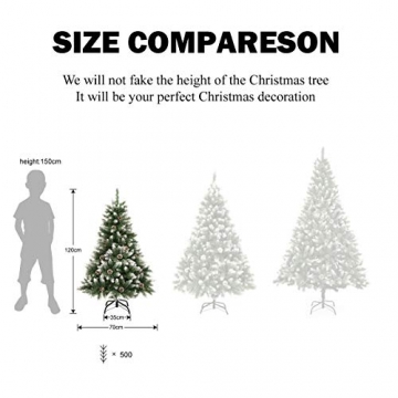 GIGALUMI 1.2M künstlicher Weihnachtsbaum mit Schnee und echten Tannenzapfen feuerfester Tannenbaum, inkl. Christbaum Ständer - 3