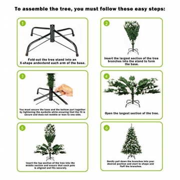 GIGALUMI 1.2M künstlicher Weihnachtsbaum mit Schnee und echten Tannenzapfen feuerfester Tannenbaum, inkl. Christbaum Ständer - 5