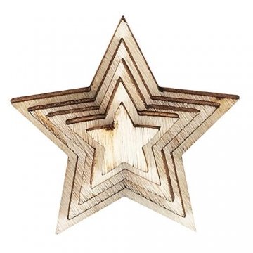 Holzsterne zum Basteln und Dekorieren | 5 verschiedene Größen | Sterne aus Holz | 1 cm bis 3 cm | naturfarben | 250 Stück | Ideal als Weihnachts-Deko, Tischdeko, Streudeko - 3