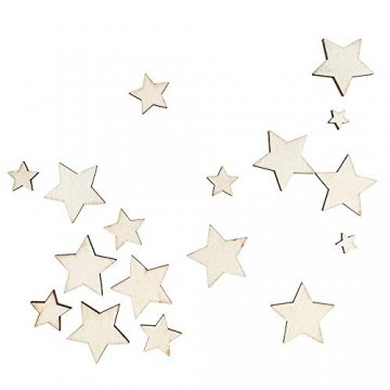 Holzsterne zum Basteln und Dekorieren | 5 verschiedene Größen | Sterne aus Holz | 1 cm bis 3 cm | naturfarben | 250 Stück | Ideal als Weihnachts-Deko, Tischdeko, Streudeko - 5