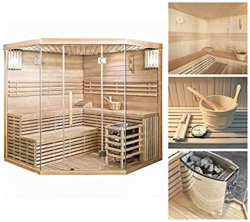 Home Deluxe - Traditionelle Sauna - Skyline XL Big - Holz: Hemlocktanne - Maße: 200 x 200 x 210 cm - inkl. komplettem Zubehör | Dampfsauna Aufgusssauna Finnische Sauna - 2