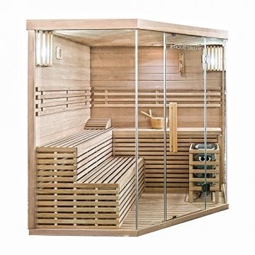 Home Deluxe - Traditionelle Sauna - Skyline XL Big - Holz: Hemlocktanne - Maße: 200 x 200 x 210 cm - inkl. komplettem Zubehör | Dampfsauna Aufgusssauna Finnische Sauna - 3