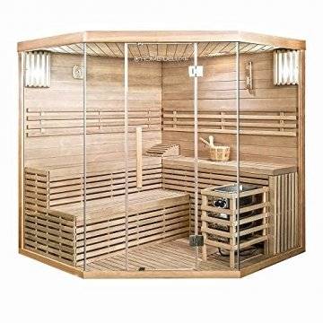 Home Deluxe - Traditionelle Sauna - Skyline XL Big - Holz: Hemlocktanne - Maße: 200 x 200 x 210 cm - inkl. komplettem Zubehör | Dampfsauna Aufgusssauna Finnische Sauna - 1