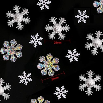 HOWAF 300 Stück Schneeflocken Konfetti, Weihnachten Winter deko Schneeflocke Filz Tabelle Konfetti Tischdeko, Weihnachtsschmuck , Hochzeit, Geburtstag, neues Jahr, Weihnachts Dekorationen - 2