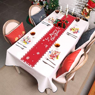 HOWAF Frohe Weihnachten Rentier Schneeflocke Tischläufer Rot Weihnachts Tischband Tischdecke für tischdeko Winter Weihnachtsdeko, Filz, (38 × 180 cm) - 5