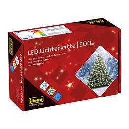 Idena 8325066 - LED Lichterkette mit 200 LED in warmweiß, mit 8 Stunden Timer Funktion und Transformator, ca. 27,9 m lang, Innen- und Außenbereich, für Partys, Weihnachten, Deko, Hochzeit - 1