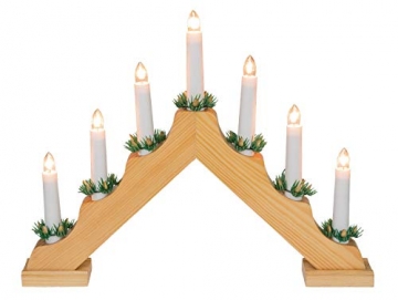 Idena 8582068 - Adventsleuchter aus naturfarbenem Holz mit 7 warmweißen Kerzenlichtern, mit Ersatzlampe, Anschlusskabel mit Schalter, ca. 40 x 30 cm groß, Dekoration für Weihnachten, Advent - 3