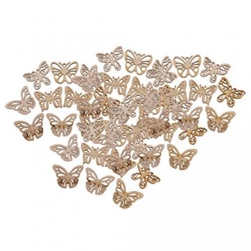 IPOTCH 50 Stücke Natürliche Hölzerne Schmetterling Holzscheiben Tischdekoration Holz Deko Holzsterne Basteln Weihnachtsdeko Natürliche Farbe - 6