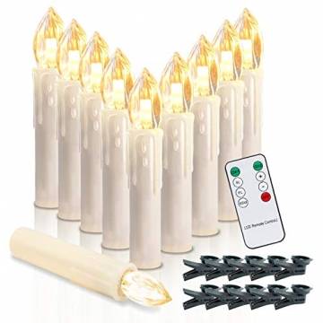 Kabellos Weihnachtskerzen, 20er LED Kerzen mit Fernbedienung, LED Warmweiß Christbaumkerzen für Weihnachtsbaum, Blinkeffekt - 1