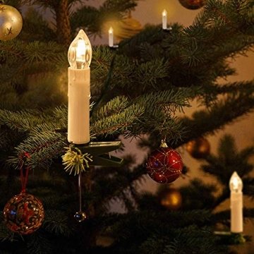 Kerzen Lichterkette, THOWALL 12M 30er LED Weihnachtsbaum Lichterkette mit Klemmen, Flammenloses LED Kerzen Dekoration für Weihnachtsbaum, Weihnachtsdeko, Hochzeit, Geburtstags, Party, Warmweiß - 1