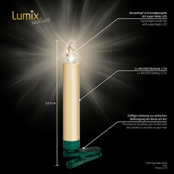 Krinner Lumix Elfenbein LUMIX Superlight, kabellose Power LED Christbaumkerzen 10er Basis-Set (In-& Outdoor IP44), ABS Kunststoff, 1.7 x 1.7 x 12.5 cm, 74422 - 4