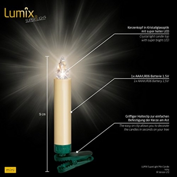KRINNER Lumix LUMIX Elfenbein Superlight Mini kabellose Power LED Christbaumkerzen 6er Erweiterungs-Set (In-& Outdoor IP44), ABS Kunststoff, 1.5 x 1.5 x 9 cm - 4