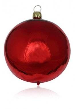 Lauschaer Glas Kugeln rot Glanz 4 Stück d 10cm Christbaumschmuck Weihnachtsschmuck mundgeblasen,handdekoriert Original (rot Glanz) - 1