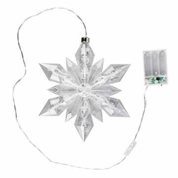 LED-Eiskristall | Stern | 23 x 20 cm | 25 LED-Lämpchen | warmweiß | indoor | transparent, klar | mit Timer-Funktion (6 Stunden AN | 18 Stunden AUS) | Fenster-Deko zu Weihnachten - 1