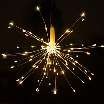 LED Lichterkette, Queta Lichtkette mit Fernbedienung Outdoor Weihnachtslichterkette Batteriebetrieben, explodierendes Feuerwerk, Warmweiß (120 Lichter) - 6