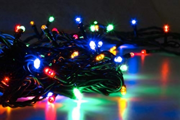 LED Universum Lichterkette mit 100 bunten LEDs (rot, grün, blau, gelb) und 8 Stimmungsmodi für innen und außen, 10 Meter, IP44, Weihnachtszeit, Hochzeiten oder Gartenfeiern - 2