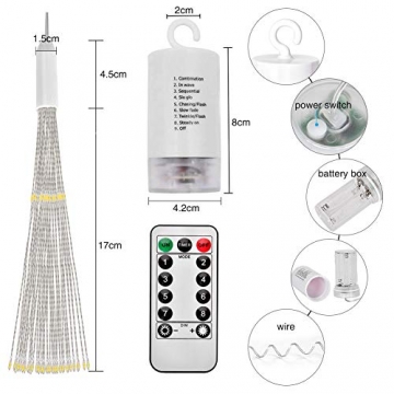 Lichterkette, Queta LED Feuerwerk Lichtkette wasserdicht Weihnachtslichterkette mit Batteriebetrieben Fernbedienung (120 Lampenperlen, Ohne Batterien) - 2
