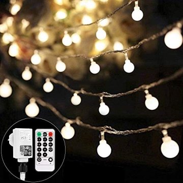 Lichterkette strombetrieben B-right 100 LED Globe Lichterkette, Lichterkette warmweiß, Innen und Außen Lichterkette glühbirne Fernbedienung, Lichterkette für Weihnachten Hochzeit Party Weihnachtsbaum - 1