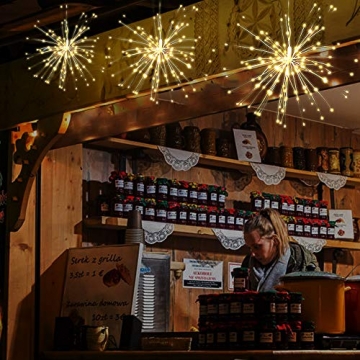 Lixada Feuerwerk LED Licht, 150 LEDs Weihnachten Lichterketten mit Fernbedienung dekorative hängende Starburst Lampe für Indoor Outdoor Home Parties Hochzeit Hofgarten (2 Stück) - 6