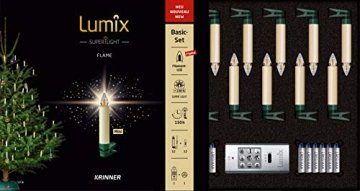 Lumix KRINNER Superlight Flame12er Basis-Set kabellose LED Christbaumkerzen, Kunststoff, Elfenbein, 9 cm - 1