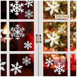 Lynlon 108 Fensterdeko Schneeflocken Schneeflocken Fensterbilder Abnehmbare Fensterdeko Statisch Haftende PVC Aufkleber für Weihnachts-Fenster Dekoration, Türen,Schaufenster, Vitrinen, Glasfronten - 1