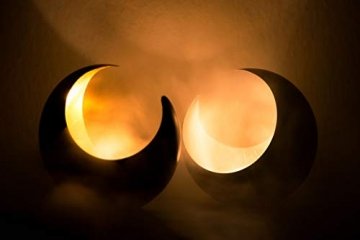 MAADES Windlicht Laterne orientalisch Moon Groß 20cm Gold | Orientalische Vintage Teelichthalter Schwarz von außen und Goldfarben innen | Marokkanische Windlichter aus Metall als Dekoration - 5