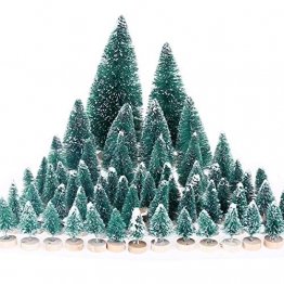 MELLIEX 60 Stück Miniatur Weihnachtsbaum Künstlicher Mini Modell Weihnachtsbaum Kunststoff Winter Ornamente für Tischdeko, DIY, Schaufenster - 1