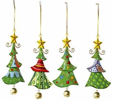 Metallanhänger "Tannenbaum", Weihnachtsartikel / Dekoartikel 4er Set in Tannenbaum-Form, schöne Weihnachtsdekoration am Weihnachtsbaum, Fenster oder Türgesteck - 1