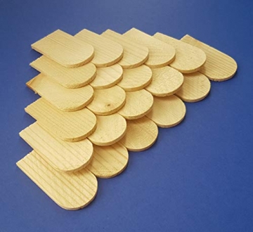 Mini-Holzschindeln Schindeln aus Fichtenholz - 100 Stück - geeignet für Krippe, Puppenhaus, Vogelhäuschen - Maße: ca.: 56 x 30 x 3 mm - 3