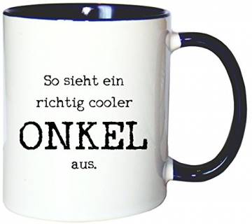 Mister Merchandise Kaffeetasse Becher So Sieht EIN richtig Cooler Onkel aus Uncle Öhme, Farbe: Weiß-Blau - 1