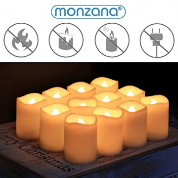 Monzana LED Kerzen mit Fernbedienung Timerfunktion Dimmbar Flammenlose Flackernde Teelichter 12 Stück Batteriebetrieben - 5
