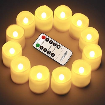 Monzana LED Kerzen mit Fernbedienung Timerfunktion Dimmbar Flammenlose Flackernde Teelichter 12 Stück Batteriebetrieben - 9