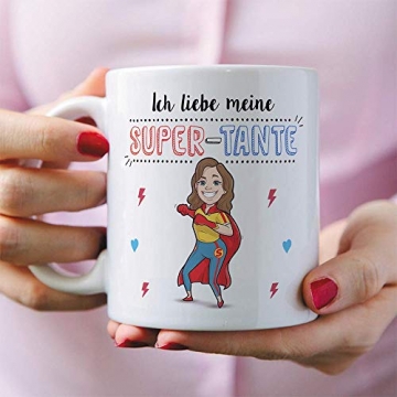 Mugffins Tante Tasse/Becher/Mug - Ich Liebe Meine Super-Tante - Schöne und lustige Kaffeetasse als Geschenkidee für Tanten. Keramik 350 ml - 5