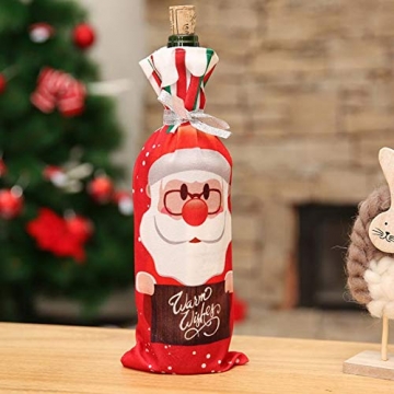 #N/V Weihnachtliches Rotweinflaschenhalter-Abdeckung, Tasche, Elfe, Champagner, Rotweinflaschen, Dekoration, Weihnachtstischdekoration - 5