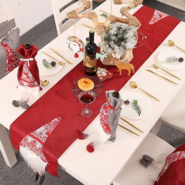 Nwn Weihnachten Tischläufer 3D-Weihnachtsmann Reusable Tischdecke Tischset Weihnachtsdekoration, 70.86 * 12.99 in (Color : Red) - 2