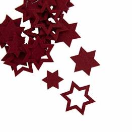 Oblique Unique® 24 Filz Sterne Weihnachtsdeko Tischdeko Weihnachten Deko 3 Motive - Farbe wählbar (Rot) - 1