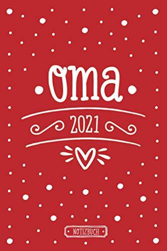 Oma 2021 Notizbuch | Tagebuch liniert | rot mit Herzen | ca. Din A5 (6×9 inch): Geschenk zum Geburtstag für Oma | Geschenkbuch Oma werden | Weihnachtsgeschenk - 1