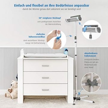 Reer Wickeltischstrahler EasyHeat Flex, Heizstrahler mit Standfuß, Wärmelampe fürs Baby, kompaktes Design weiß - 2
