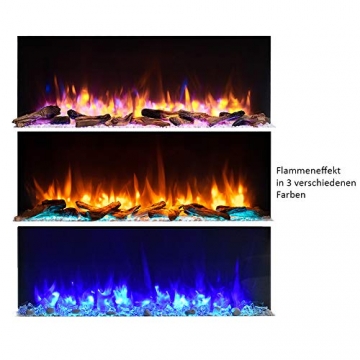RICHEN Elektrokamin Hestia - Elektrischer Wandkamin Mit Heizung, LED-Beleuchtung, 3D-Flammeneffekt & Fernbedienung - Elektrischer Kamin Weiß - 5
