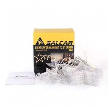 SALCAR Lichterkette mit LED Kugel 12 Sterne 138 Leuchtioden Lichtervorhang 8 Modi Innen & Außenlichterkette Wasserdicht Dekoration für Weihnachten - 5