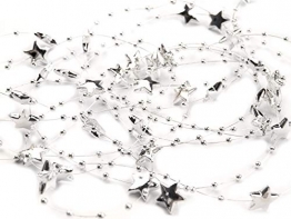 Schnoschi 2m Silber Sterne Perlenband Perlenkette Perlengirlande Perlenschnur Weihnachten Advent Deko Perlen Tischdeko Meterware - 1