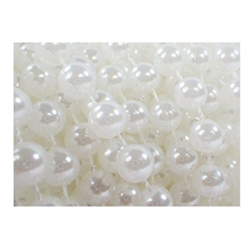 Sepkina Perlenband Perlenkette Perlengirlande Perlenschnur Weihnachten Advent Hochzeit Deko Tischdeko Meterware 6mm (S-P8-01-White-10m) (0,90€/m) - 2