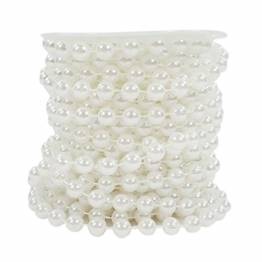 Sepkina Perlenband Perlenkette Perlengirlande Perlenschnur Weihnachten Advent Hochzeit Deko Tischdeko Meterware 6mm (S-P8-01-White-10m) (0,90€/m) - 1