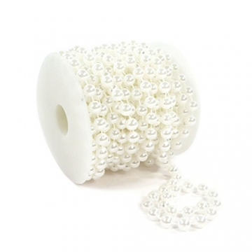 Sepkina Perlenband Perlenkette Perlengirlande Perlenschnur Weihnachten Advent Hochzeit Deko Tischdeko Meterware 6mm (S-P8-01-White-10m) (0,90€/m) - 4