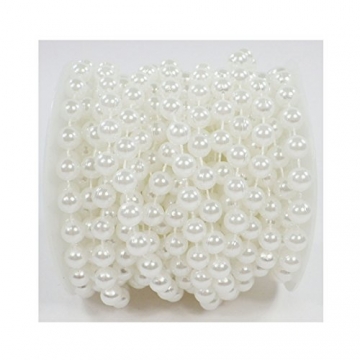 Sepkina Perlenband Perlenkette Perlengirlande Perlenschnur Weihnachten Advent Hochzeit Deko Tischdeko Meterware 6mm (S-P8-01-White-10m) (0,90€/m) - 5