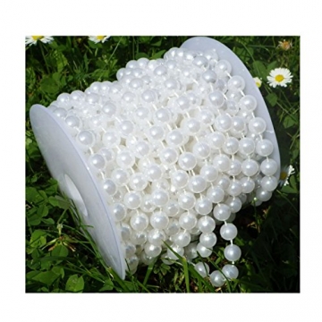 Sepkina Perlenband Perlenkette Perlengirlande Perlenschnur Weihnachten Advent Hochzeit Deko Tischdeko Meterware 6mm (S-P8-01-White-10m) (0,90€/m) - 7