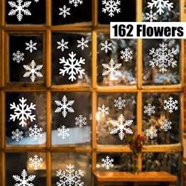 Sinwind 162 Schneeflocken Fensterbild, Fensterbilder Weihnachten Selbstklebend, Winter-deko Weinachts Dekoration, Weihnachten Fenstersticker, Winter Deko Weihnachtsdeko - 1