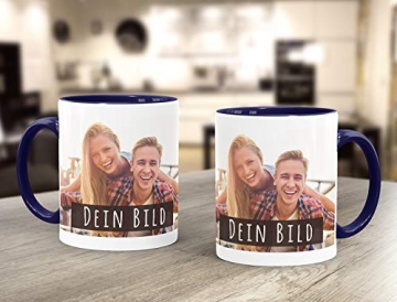 SpecialMe® personalisierte Fototasse mit eigenem Foto persönliches Geschenk Kaffeetasse mit Bild selbst gestalten inner-navy Keramik-Tasse - 3
