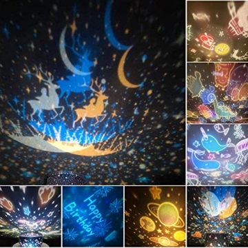 Sternenhimmel Projektor Lampe mit Fernbedienung SYOSIN Kinder LED Musik Nachtlicht mit 8 Projektionsfilmen 360 ° Drehbar für Geburtstage, Halloween, Weihnachtsgeschenke, Kinderzimmer Dekoration - 2