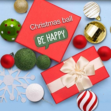 Sunshine smile 35 Stück Weihnachtskugeln,christbaumkugeln Set weihnachtlichen, weihnachtskugeln weihnachtsdeko,weihnachtskugeln baumschmuck,Weihnachtsbaumschmuck,Weihnachten Deko(Rot grün weiß) - 5